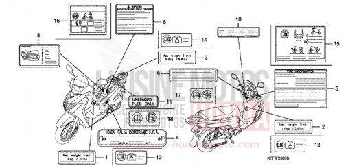 ETIQUETTE DE PRECAUTIONS SH125A de 2010